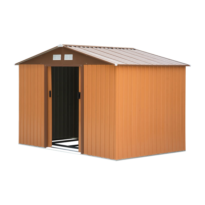 Outsunny 9 x 6FT Garden Metal Storage Shed Outdoor Storage Shed with Foundation Ventilation & Doors, Yellow