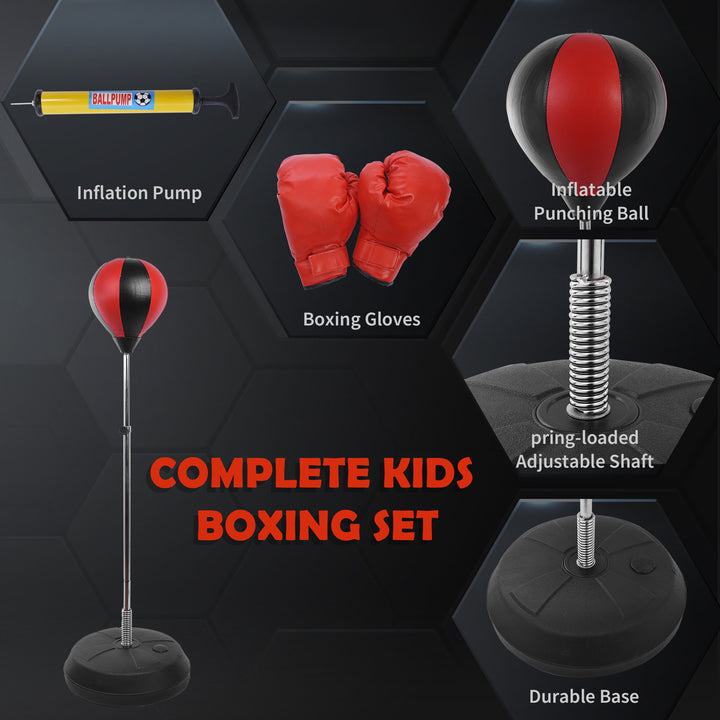 Kids PU Freestanding Boxing Punch Bag w/ Gloves Black/Red