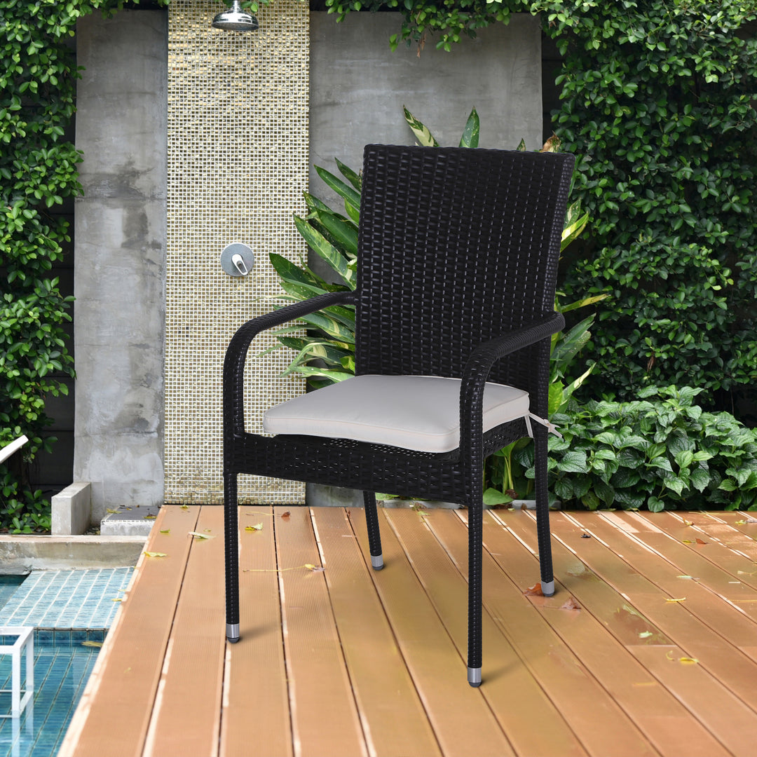 Set of 6 Chair Cushion Seat Pads Dining Chair w/ Straps Indoor Outdoor Removable Tie On Garden Patio Cream White