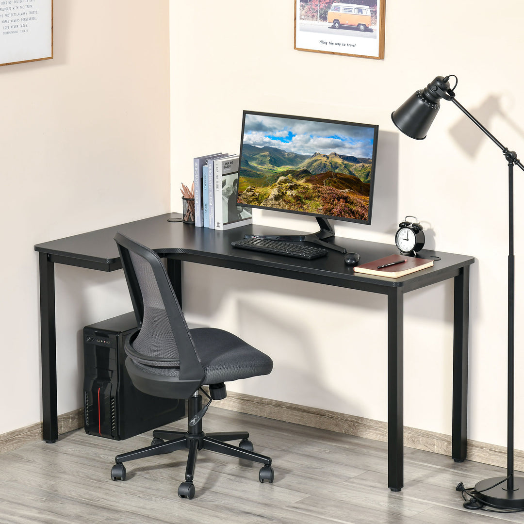 HOMCOM L-Shaped Gaming Desk, Computer Corner Desk with Cable Management, Home Office Workstation, 145 x 81 x 76cm, Black