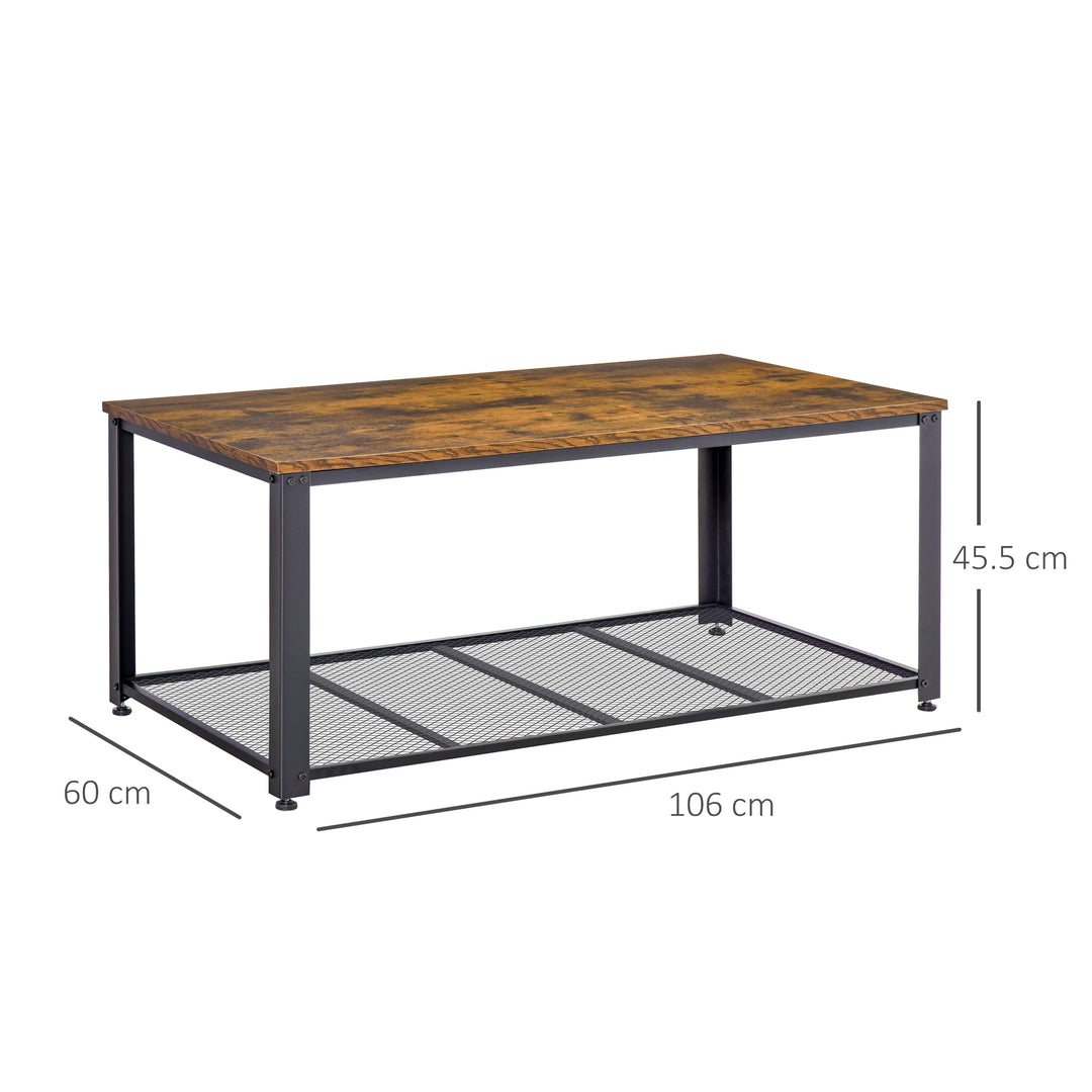 Coffee Cocktail Table Industrial Style w/ Storage Shelf Wood Grain Look Modern Furniture Versatile Use For Living Room Entryway Office