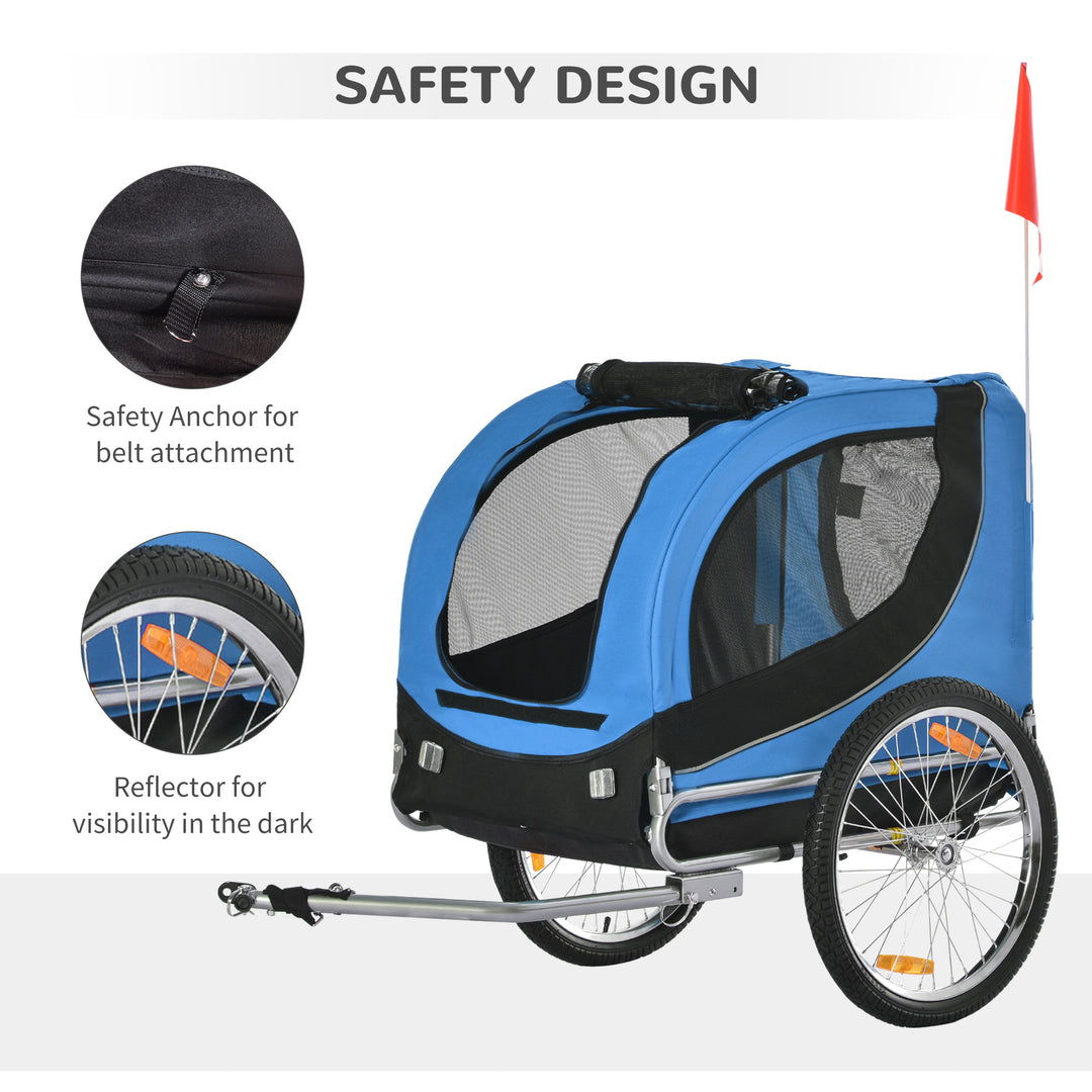 Dog Bike Trailer Folding Bicycle Pet Trailer W/Removable Cover-Blue