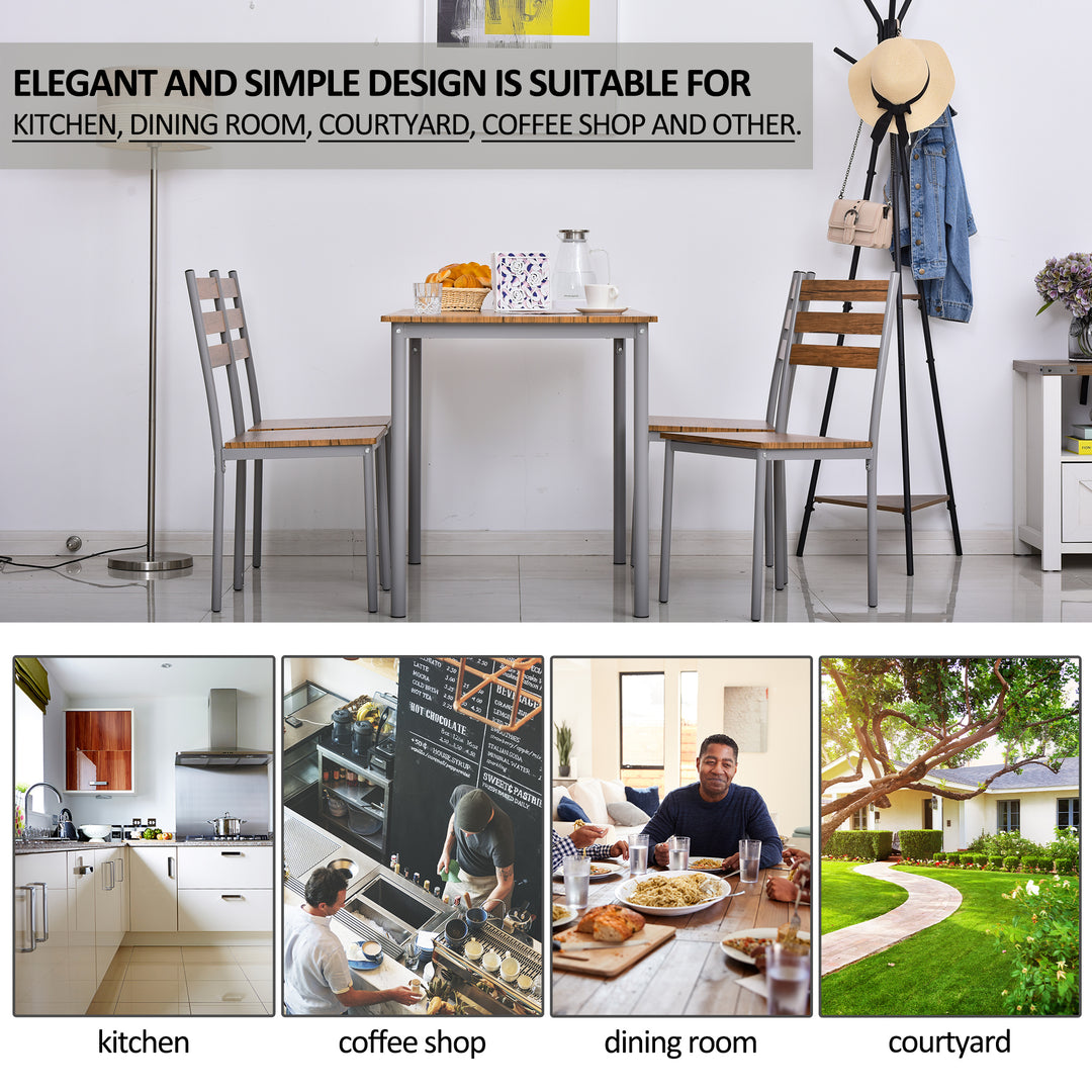 Modern 5-Piece Dining Table Set, Dining Table With 4 Chairs For Compact Dining Room&amp; Kitchen, Brown