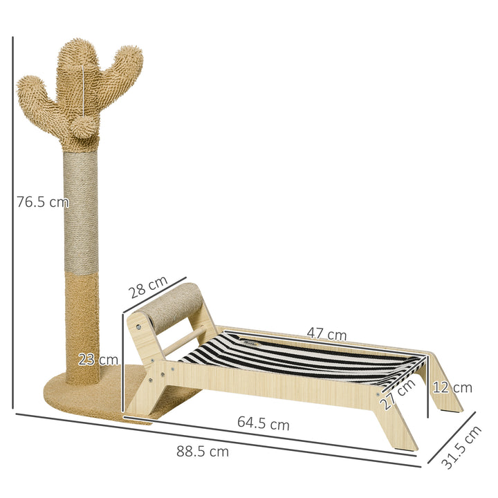 2 in 1 Cat Scratching Post with Bed, Cat Condo Tree Tower with Cactus Post, Hammock Bed for Indoor Cats and Kittens - Brown