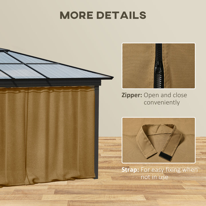 Outsunny Replacement Gazebo Curtain 4-Panel Sidewalls with Zipper for 3 x 3 (M) Yard Gazebos Canopy Tent Brown