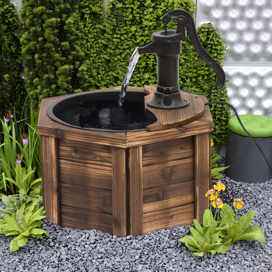 Wooden Electric Water Fountain Garden Ornament Oasis 220V