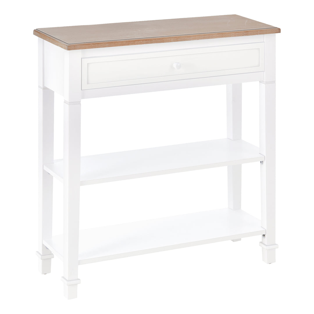 Console Table Hallway Side Desk One Drawer 2 Shelves Worktop Handle Retro Elegant Style Home Display Storage for Bedroom Livingroom