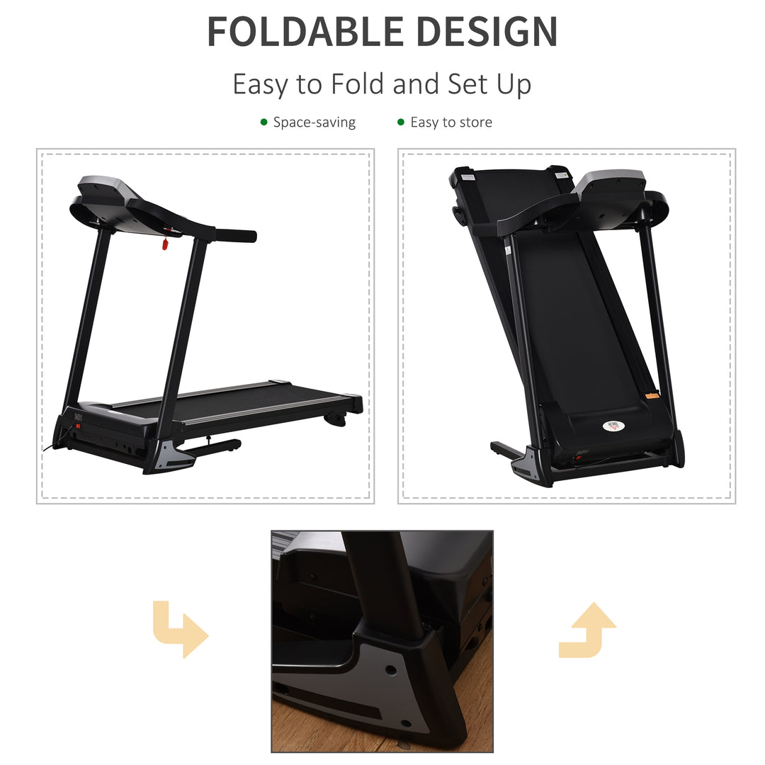 Folding Treadmill Machine Electric Motorised Running Machine 12 Preset Programs w/ LED Display, Drink Holder & Phone Holder for Home Black