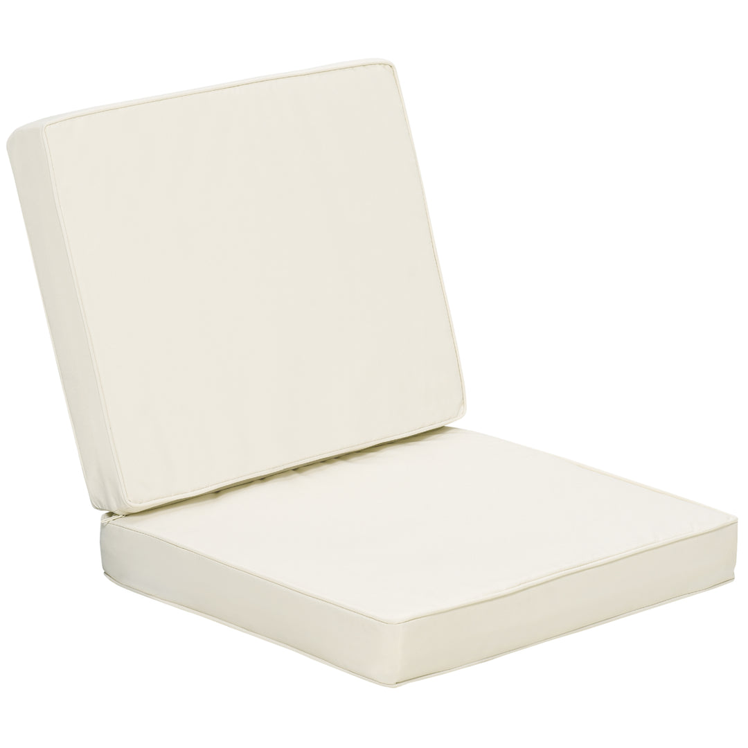 Set of 2 Garden Seat and Back Cushion Set, Seat Cushion and Back Cushion - Cream White