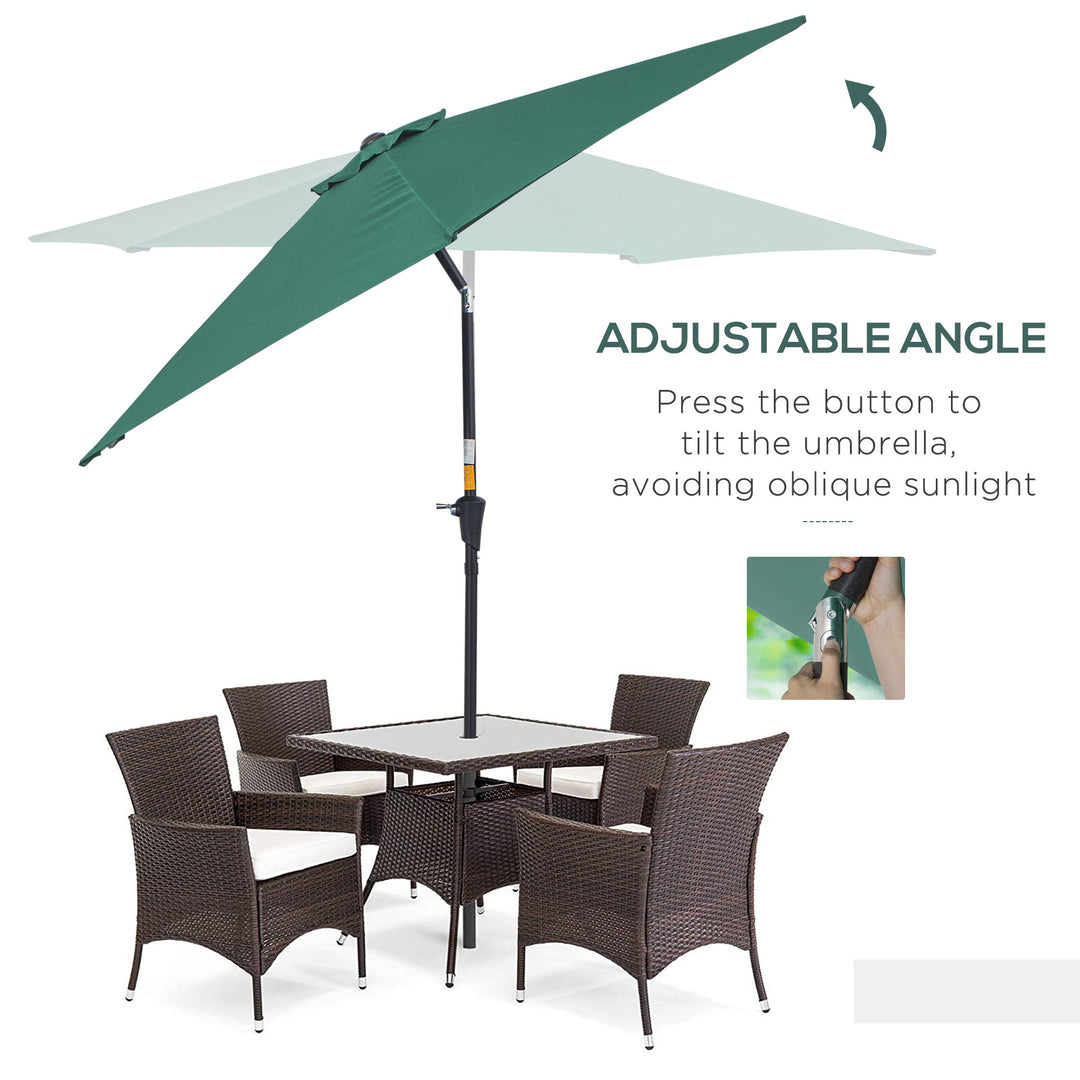 2.7M Tilting Parasol Sun Parasol Outdoor Garden Umbrellas Sun Shade Aluminium Frame with Crank（Green）