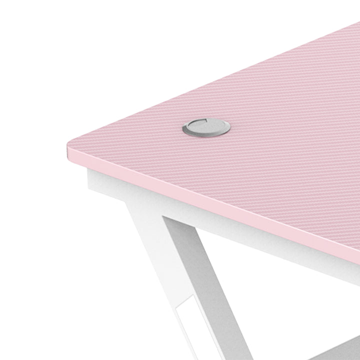 HOMCOM 1.2m Gaming Desk Z-Shaped Racing Style Home Office Computer Table with 2 Cable Managements for E-sport Study Workstation Pink