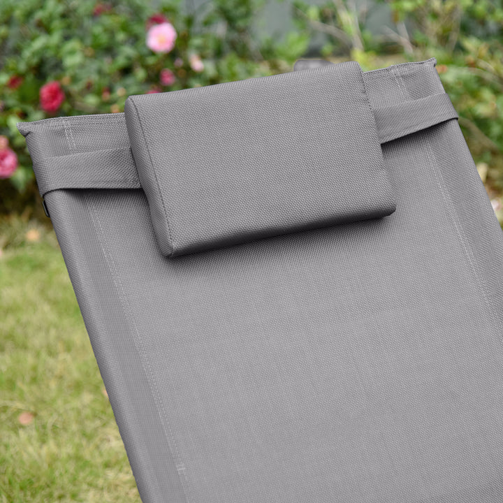 Breathable Mesh Rocking Chair Patio Rocker Lounge for Indoor &amp; Outdoor Recliner Seat w/ Removable Headrest for Garden and Patio Grey