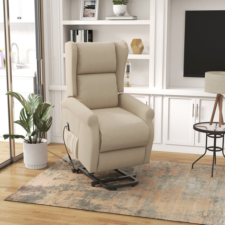Recliner Armchair for the Elderly with Remote Control, Fabric Electric Recliner Chair for Living Room, Beige