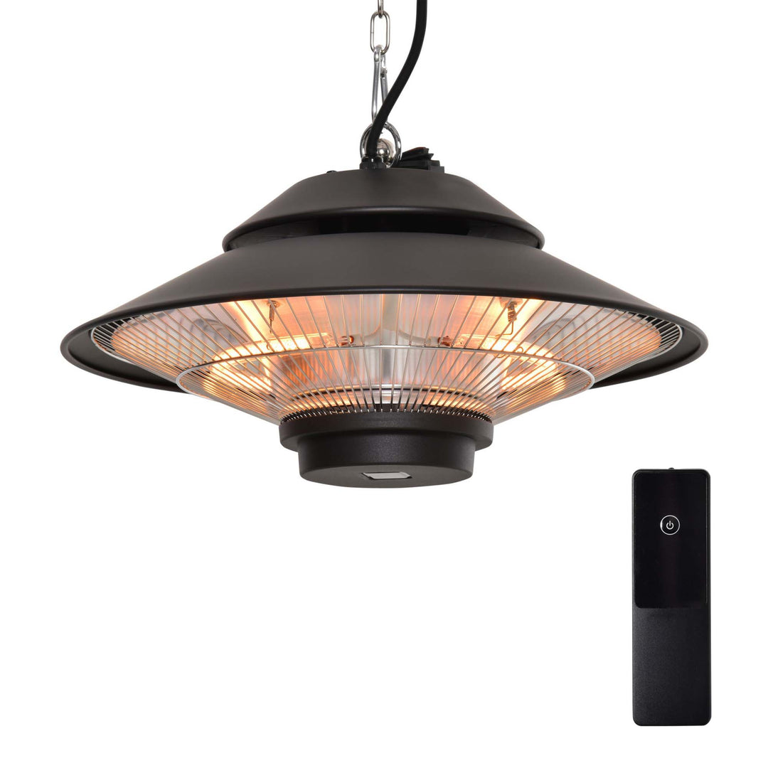 1500W Electric Patio Heater Aluminium Ceiling Mounted Heater with Infrared Remote Control for Indoor and Outdoor Use, Black