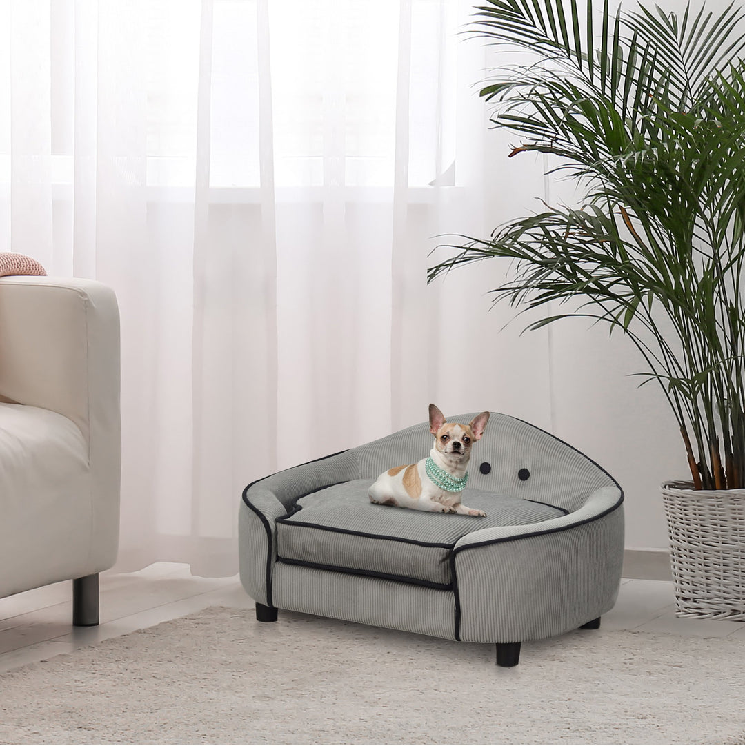 Pet Sofa Couch Small Sized Dog Various Cat Sponge Cushioned Bed Lounge Gray