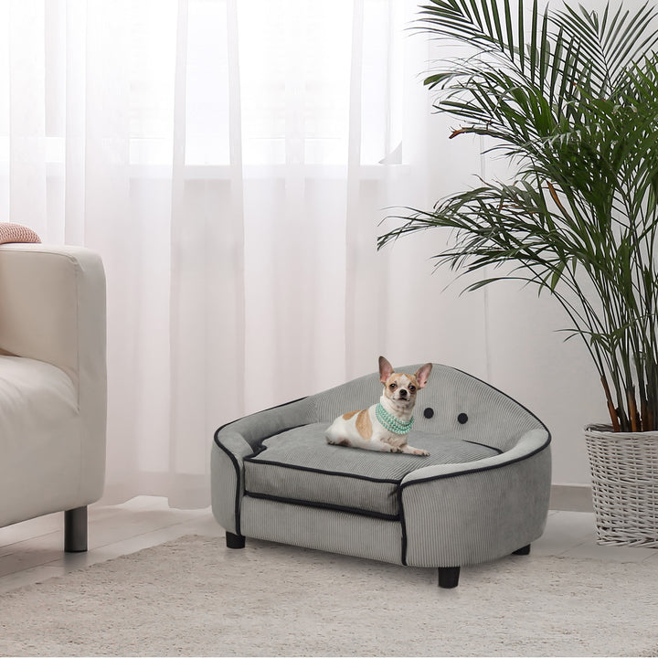 Pet Sofa Couch Small Sized Dog Various Cat Sponge Cushioned Bed Lounge Gray