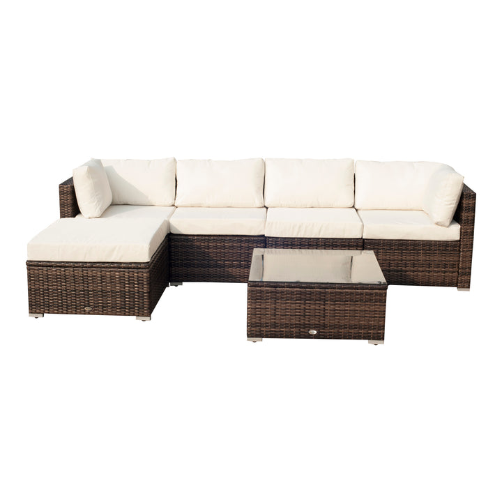 5-Seater Rattan Furniture Set- Brown/Milk White