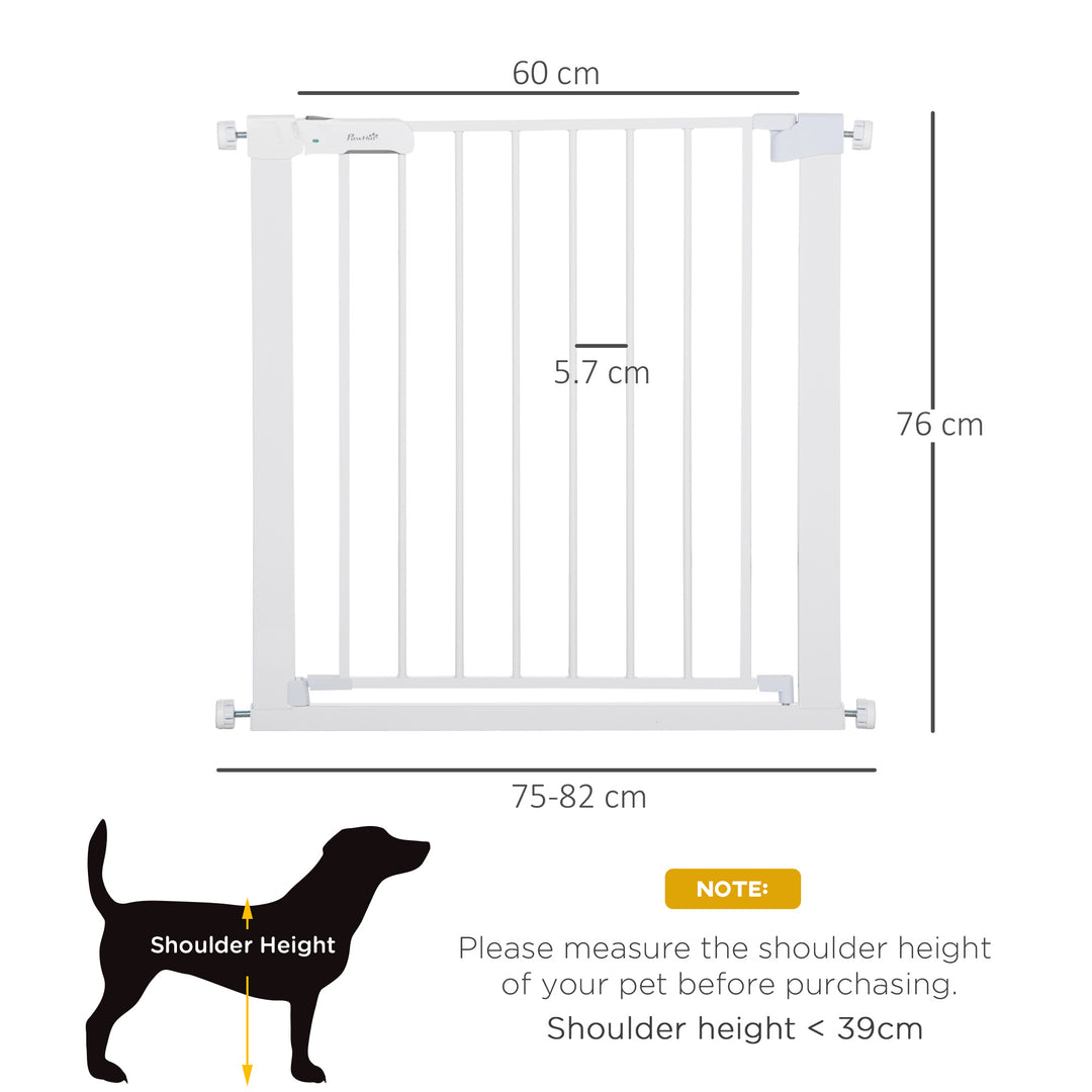 PawHut Adjustable Pet Safety Gate Dog Barrier Home Fence Room Divider Stair Guard Mounting White (76 H x 75-82W cm)