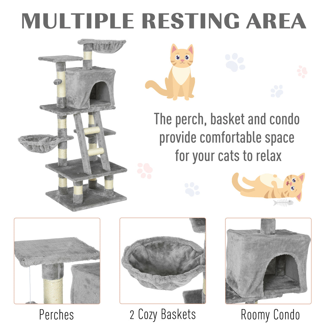 Plush Cat Tree with Sisal Scratching Post - Light Gray