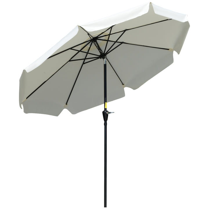 Outsunny 2.66m Patio Umbrella Garden Parasol Outdoor Sun Shade Table Umbrella with Ruffles, 8 Sturdy Ribs, Cream White