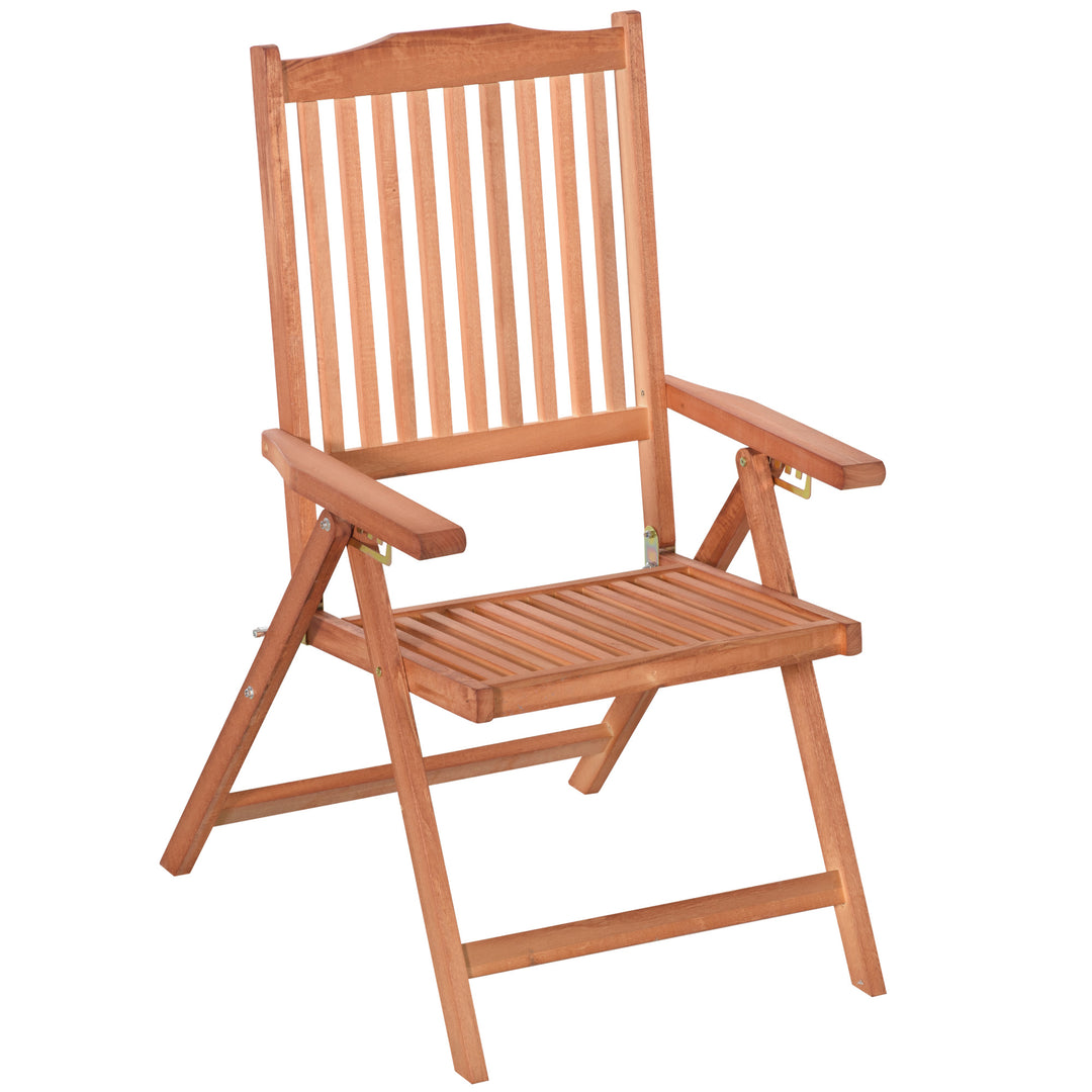 Outdoor Garden Folding Dining Chair Patio Armchair Acacia Wood 5-Position Adjustable Recliner Reclining Seat