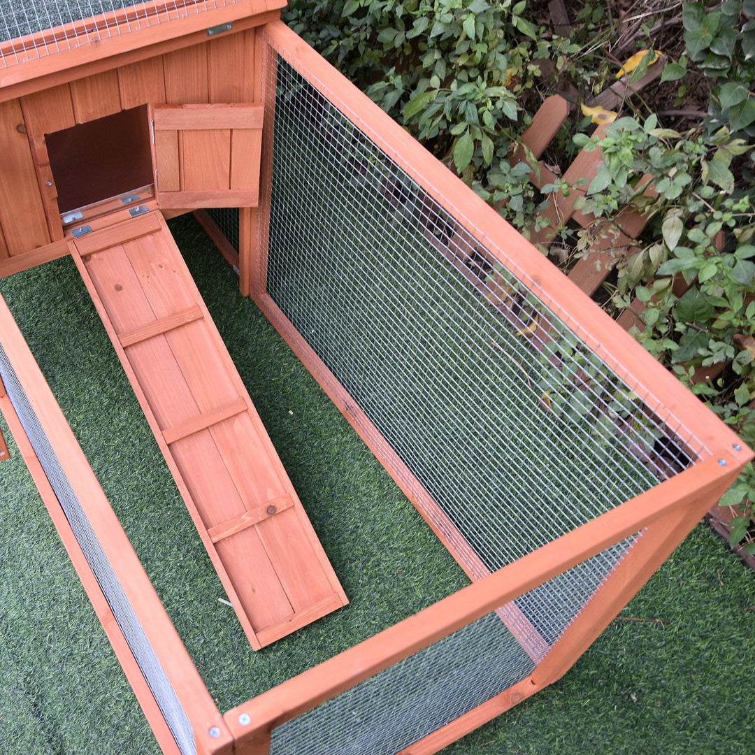 Pawhut 2 Floor Wooden Rabbit Hutch Bunny Cage House Chicken Coop Outdoor Garden Backyard 158 x 58 x 68 cm