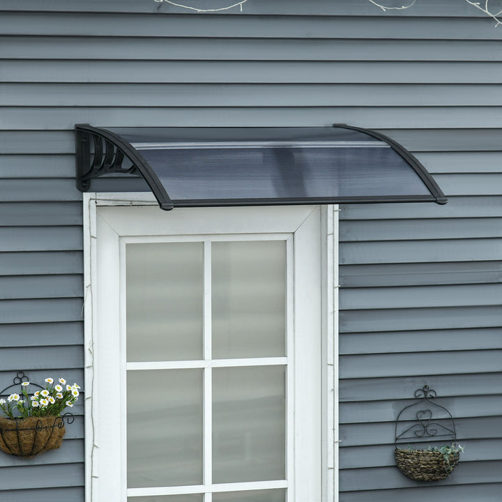 Door Canopy Awning Outdoor Window Rain Shelter Cover for Front/Back Door Porch Black 100 x 80cm
