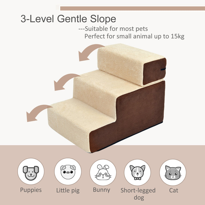 Deluxe Pet Stairs 3 Steps Dog Cat Soft Padded Covered Staircase