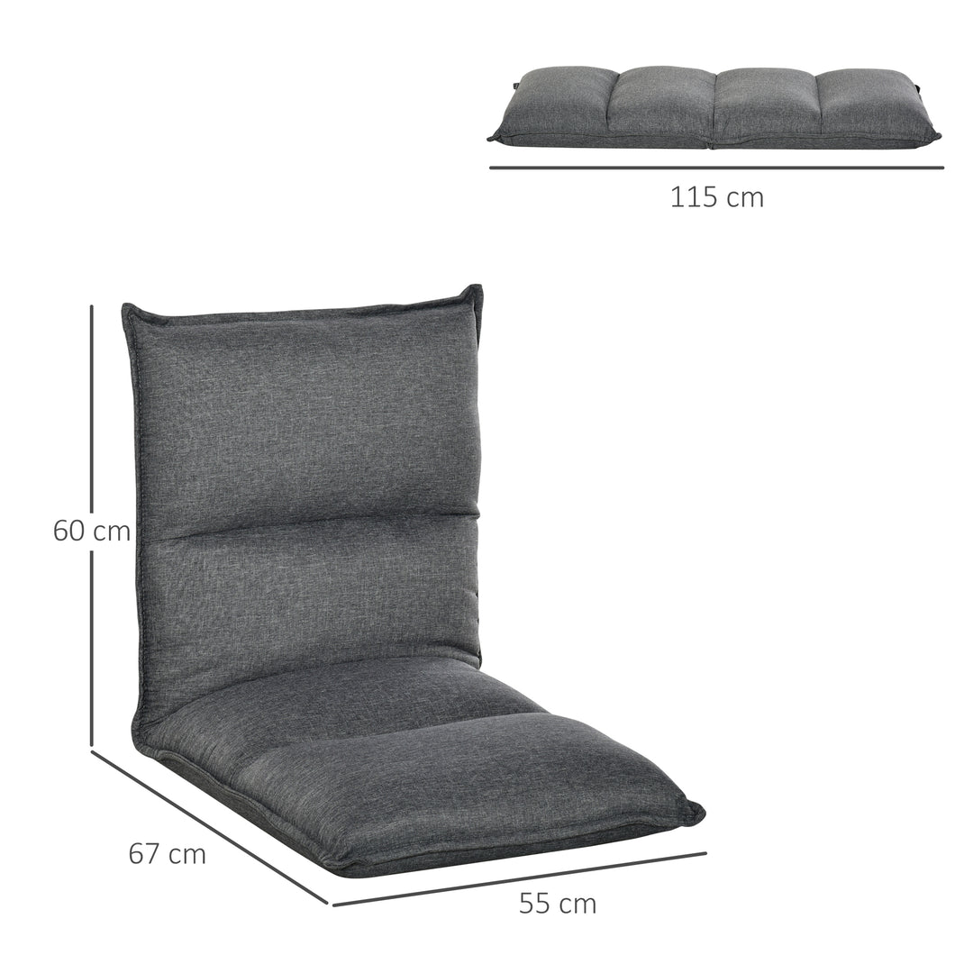 Foldable Padded Sofa with Adjustable Backrest Thick Seat Cushion Lazy Lounge Grey