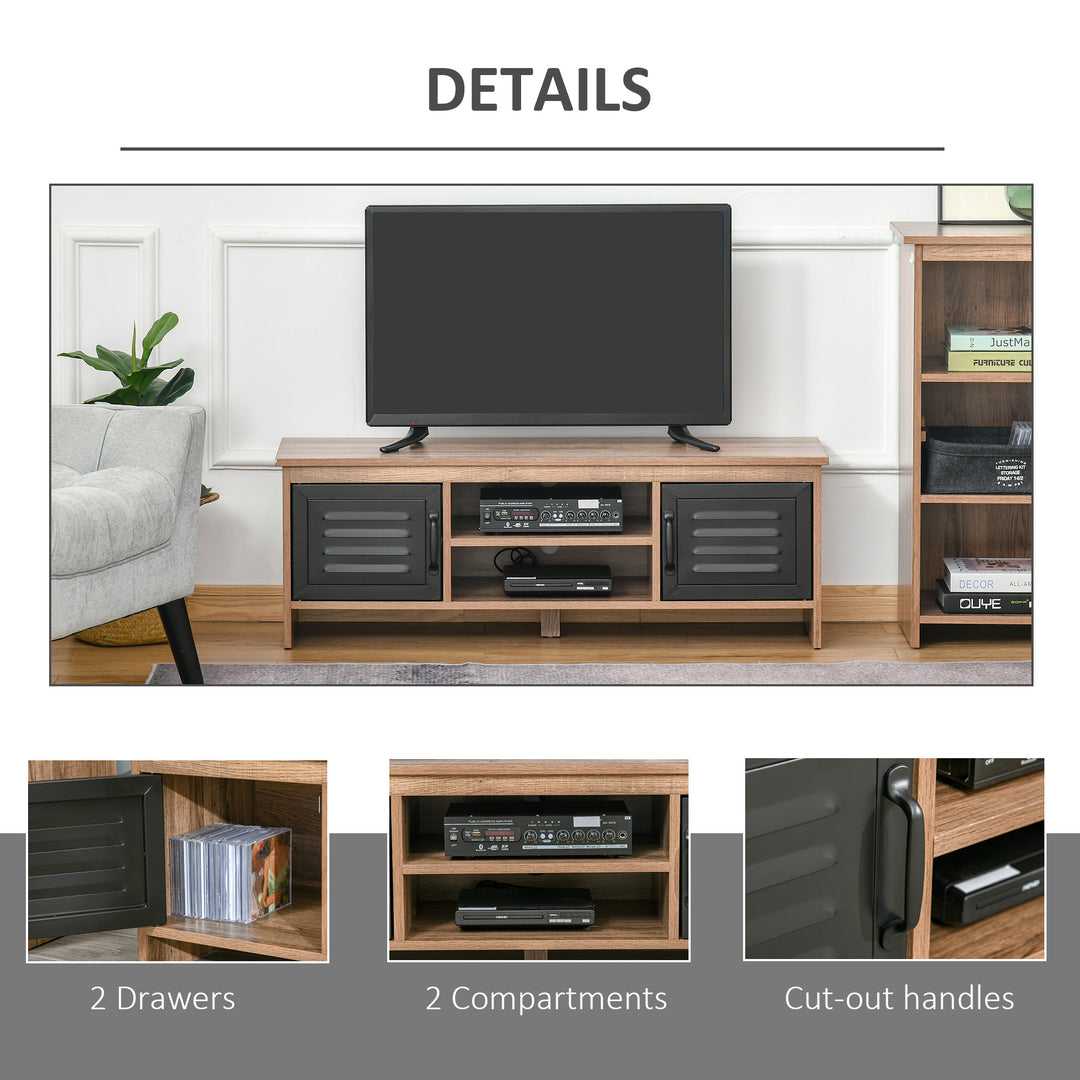 TV Stand Cabinet Unit for TVs up to 42 Inches with 2 Drawers and 2 Storage Compartment Wire Hole Entertainment Console for Living Room Black