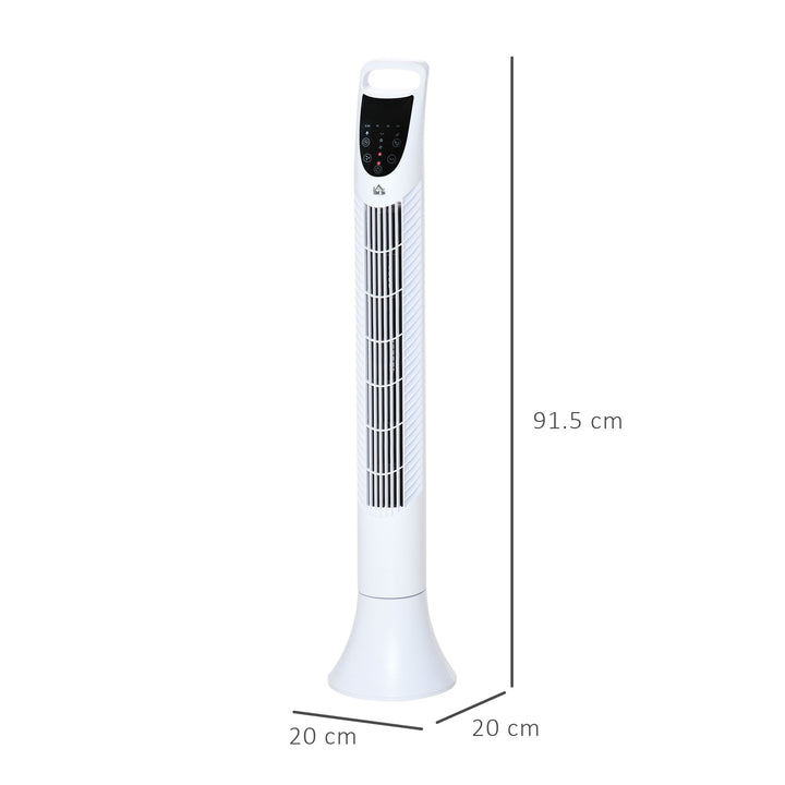 HOMCOM 36'' Freestanding Tower Fan, 3 Speed 3 Mode, 7.5h Timer, 70 Degree Oscillation, LED Panel, 5M Remote Controller, White
