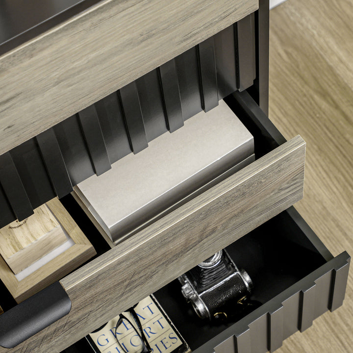 Drawer Chest, 4-Drawer Storage Organiser for Bedroom, Living Room, 80cmx35cmx80cm, Grey and Natural Tone