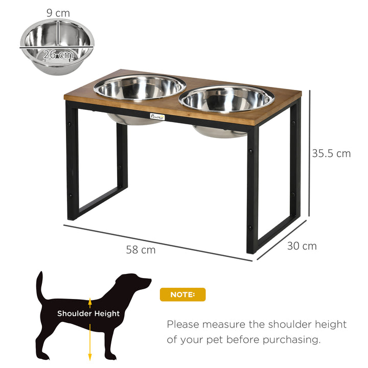 Raised Dog Bowls with Stand, Pet Feeder for Large Medium Dogs, Dog Bowl Stand, Oak