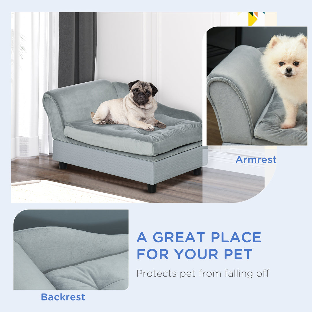 Pet Sofa Chair, with Storage, Cushion, for Small Dogs, Cats - Light Blue