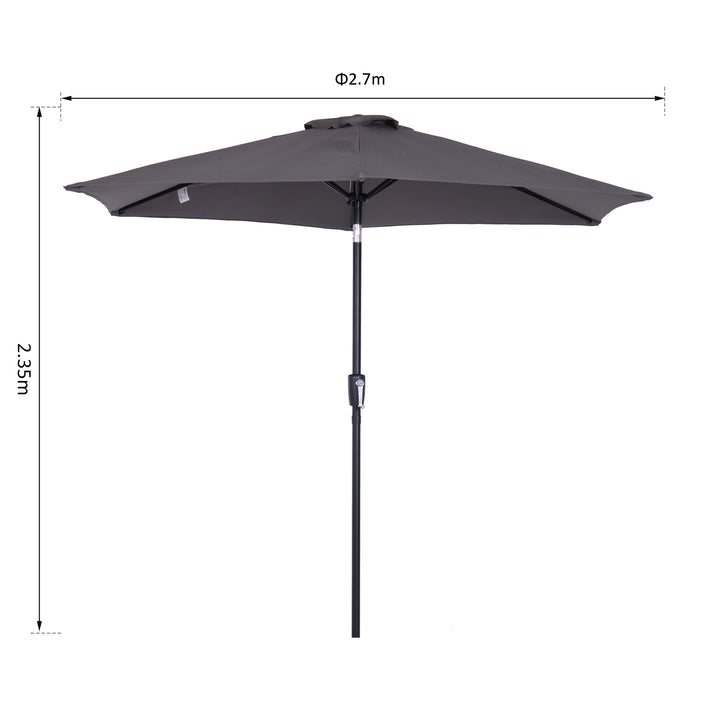 2.7 m Patio Umbrella, Aluminum Frame-Grey