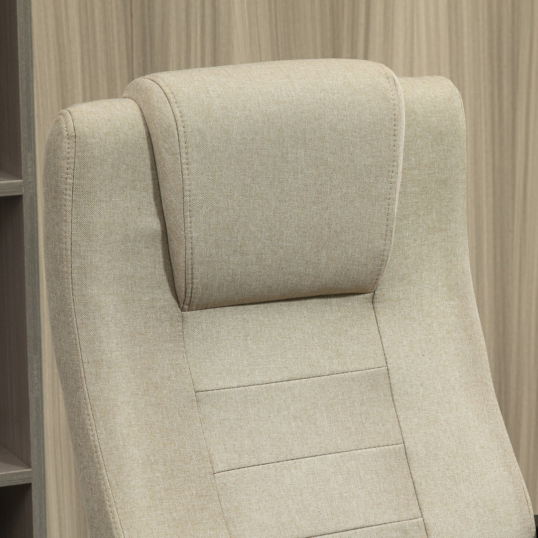 High Back Office Chair 360° Swivel Chair Adjustable Height Tilt Function Linen Khaki 62W x 62D x 110-119H cm