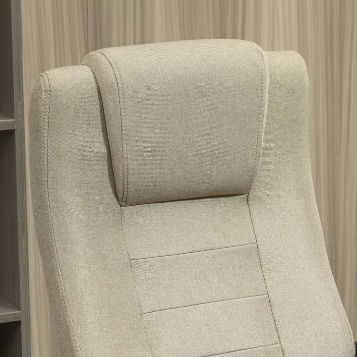 High Back Office Chair 360° Swivel Chair Adjustable Height Tilt Function Linen Khaki 62W x 62D x 110-119H cm