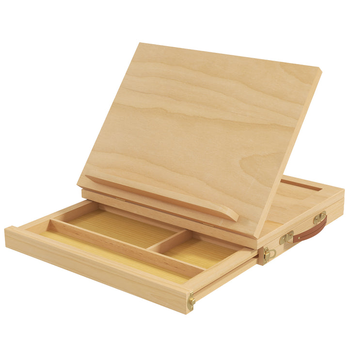 Wooden Table Easel Box, Adjustable Beechwood Easel with Storage Drawer, Portable Folding Artist Drawing & Sketching Board