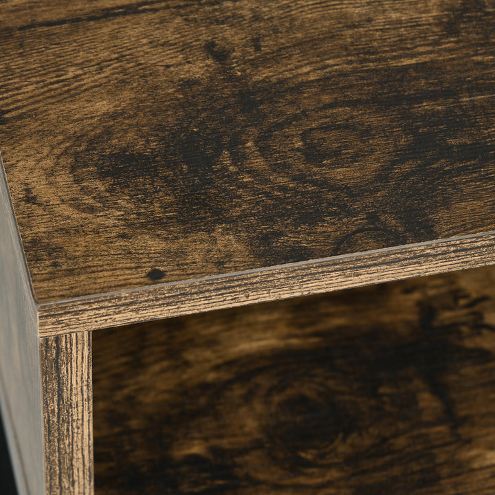 Console Table, Entryway Table with 3 Compartments, Metal Frame, Adjustable Feet for Living Room, Hallway, Rustic Brown