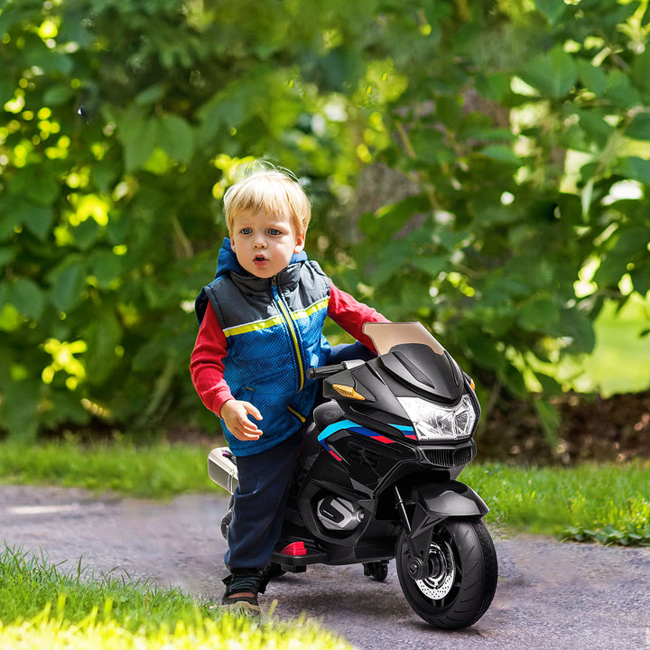 Kids Electric Motorbike, with Training Wheels, Lights, Music, for Ages 3-8 Years - Black