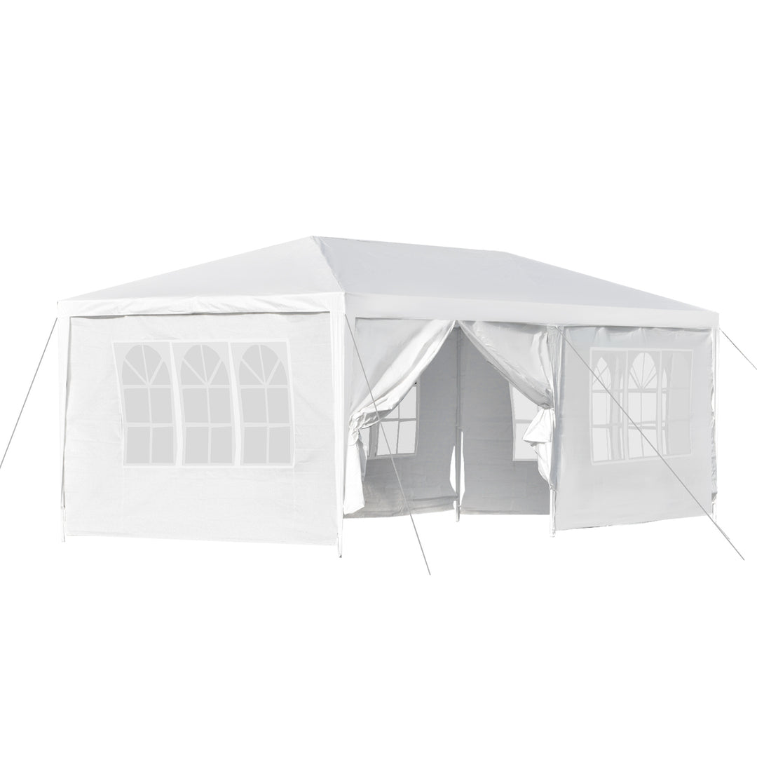 6 x 3(m) Gazebo Canopy Party Tent with 4 Removable Side Walls for Outdoor Event with Windows and Doors, White