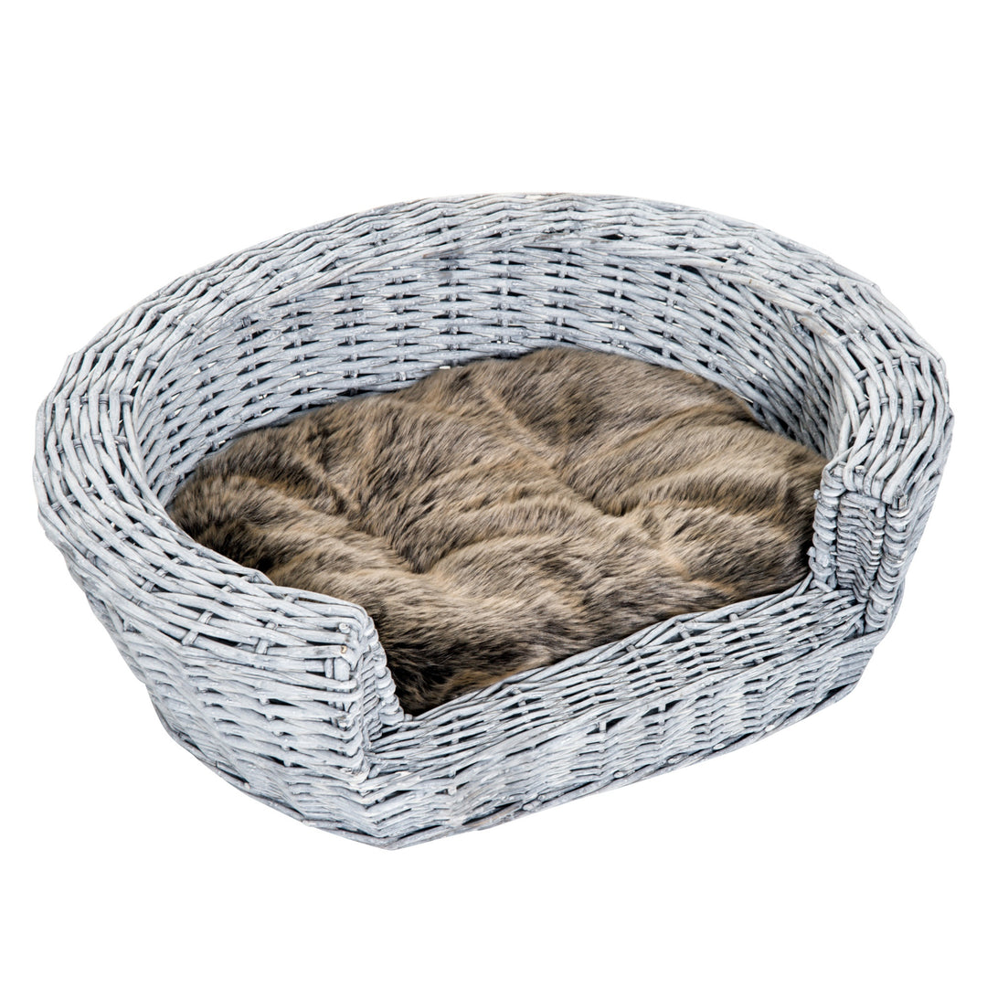 Pet Basket Sofa Bed, 57Lx46Wx17.5H cm, Willow Rattan-Grey