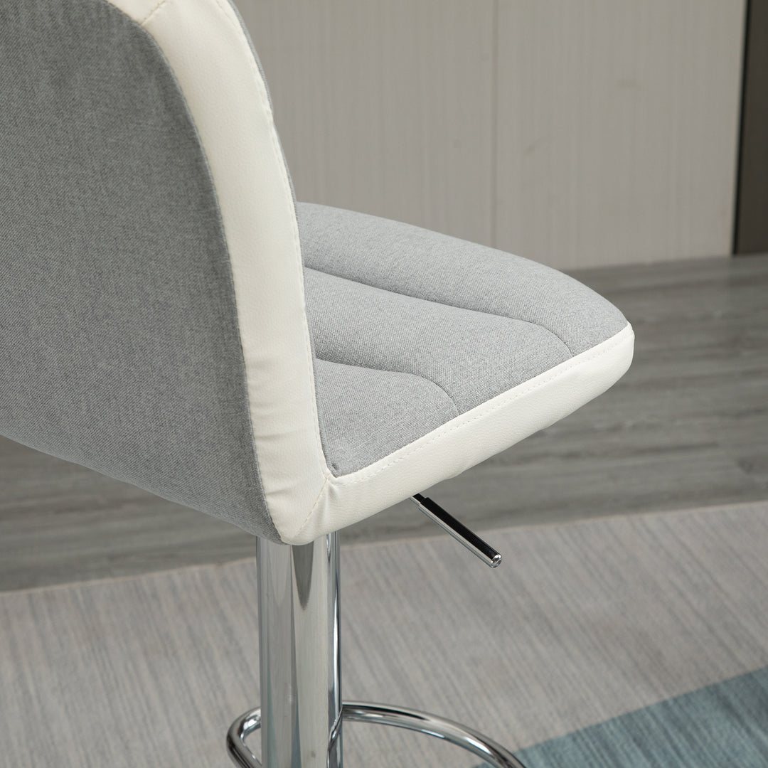 Bar stool Set of 2 Armless Adjustable Height Upholstered Bar Chair with Swivel Seat, Light Grey