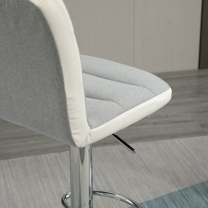Bar stool Set of 2 Armless Adjustable Height Upholstered Bar Chair with Swivel Seat, Light Grey