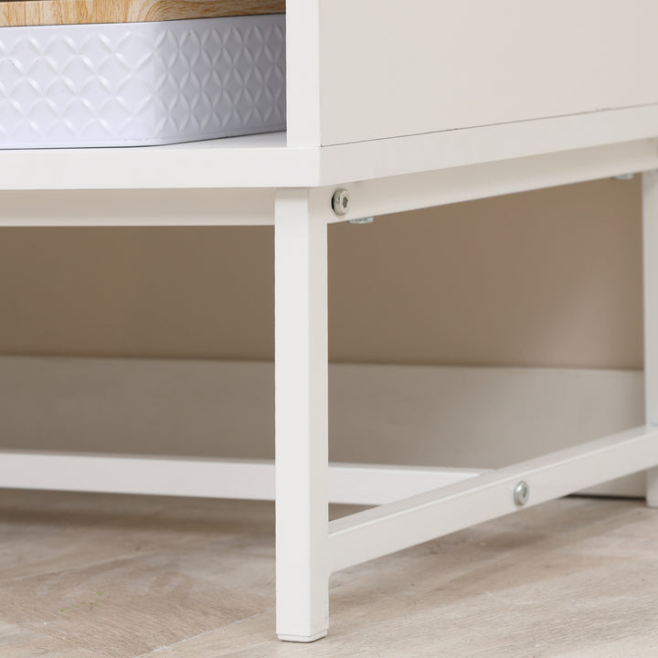 HOMCOM TV Stand with Open Shelves and  Storage Cupboard with Door, Entertainment Center with Cable Holes for TVs up to 50 inches
