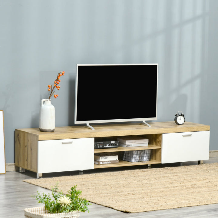 HOMCOM Modern TV Unit, TV Cabinet for TVs up to 90 Inches,  Entertainment Center with Drawer Shelf for Living Room, Bedroom, Oak and White