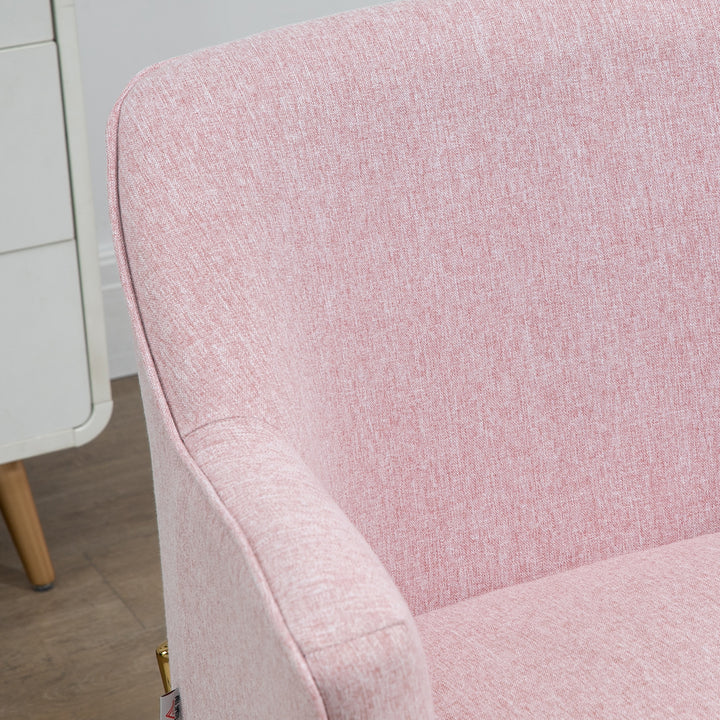 Fabric Accent Chair, Modern Armchair with Metal Legs for Living Room, Bedroom, Home Office, Pink