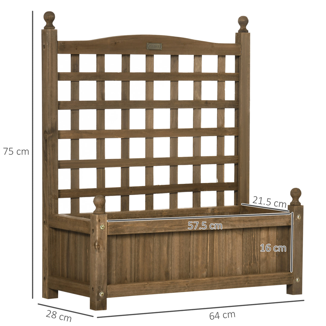 Outsunny Garden Planters with Trellis for Climbing Vines, Wood Raised Beds for Garden, Flower Pot, Indoor Outdoor, Brown