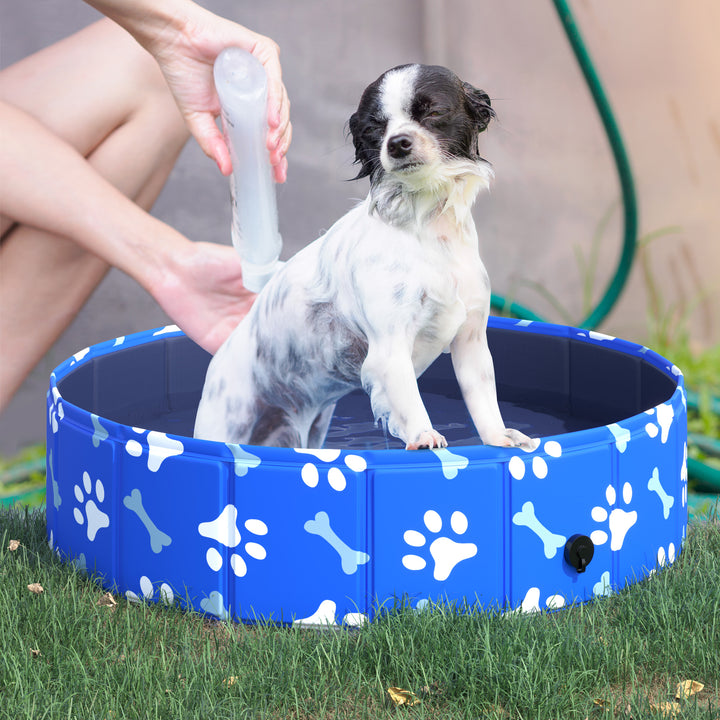 PawHut Dog Swimming Pool Foldable Pet Bathing Shower Tub Padding Pool Dog Cat Puppy Washer Indoor/Outdoor Φ80 × 20H cm XS Sized