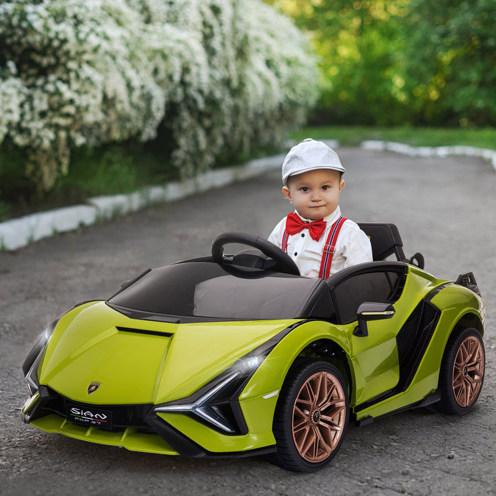 Compatible 12V Battery-powered Kids Electric Ride On Car Lamborghini SIAN Toy with Parental Remote Control Lights MP3 for 3-5 Years Old Green